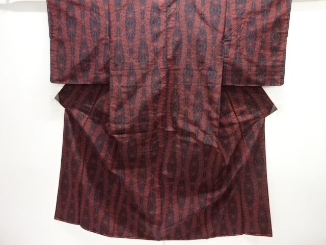 JAPANESE KIMONO / TOKAMACHI TSUMUGI / WOVEN ASANOHA & TATEWAKU PATTERN 